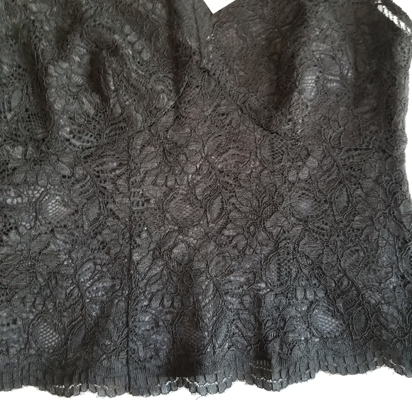 Alfani NWT Lace Overlay Balck Top Sz 4P - Picture 4 of 7